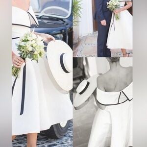 Cinderella White & Navy-trim Dress + Matching Hat